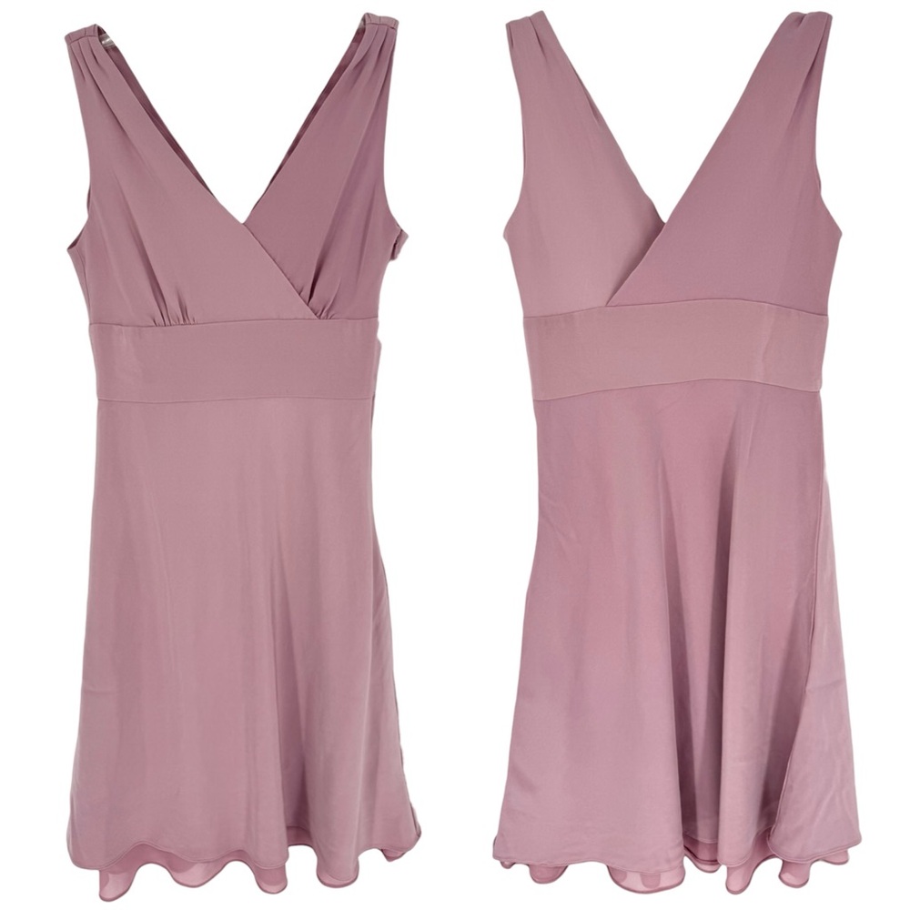 J CREW Sophia 100% Silk Tricotine Surplice Fit and Flare Midi Dress Pink Size 2P